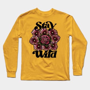 Stay Wild Pentagram Flowers Long Sleeve T-Shirt